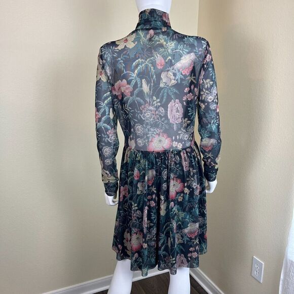 Rebecca Taylor La Vie Women's Size L Faded Garden Mesh Foral Mini Pullover Dress - Picture 11 of 15